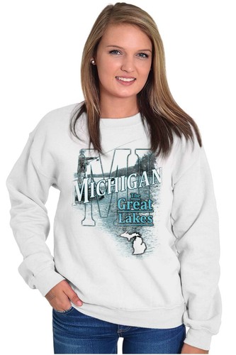Michigan Angeln Souvenir Reisen MI Tourist Erwachsene Langarm Crew Sweatshirt - Bild 3 von 8