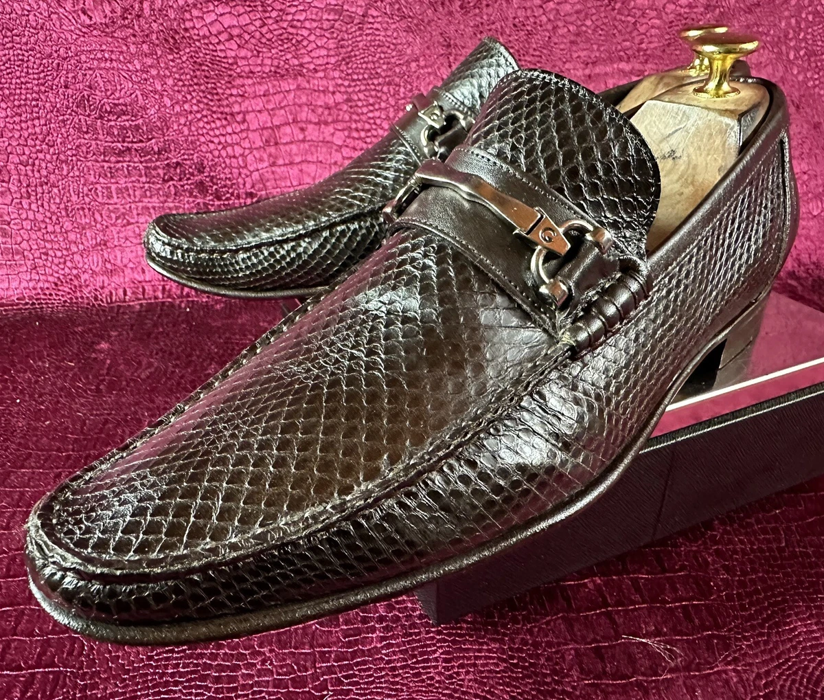 2 800 Mens Brown Python Dolce Gabbana Loafers Shoes Made in Italy Sz 8 EU 9 US