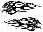 Set 2x sticker decal vinyl car bike bumper eagle tribal flame