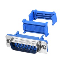 IDC D-Sub Cable Male 15-Pin, Two-Row Male IDC Crimp Connector Blue-