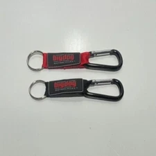 NEW BIG DOG MOTORCYCLES RED AND/OR BLACK FABRIC CARABINER KEY CHAINS SET OF TWO