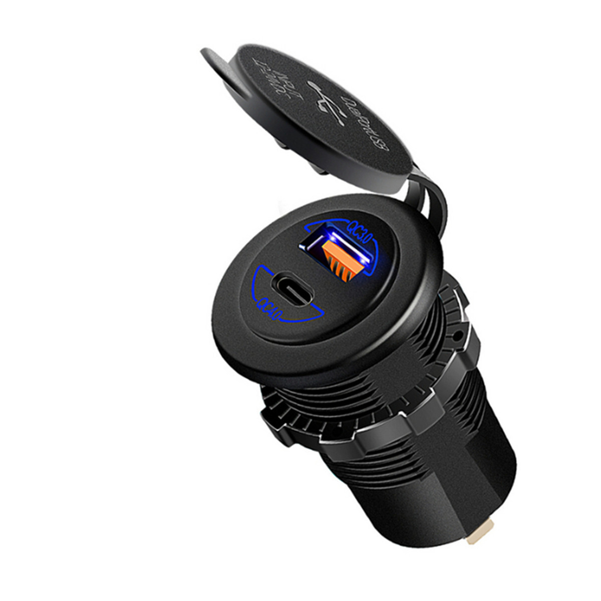 Car Charger Cigarette Lighter Socket Outlet 2 USB PD Type-C Port Power Adapter