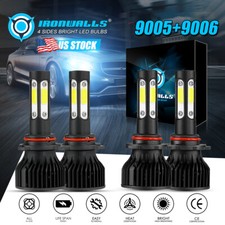 4 Sides 9005 9006 Combo LED Headlight Kit High Low Beam Bulbs 6000K Cool White