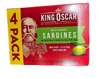 King Oscar Wild Caught Sardines In Extra Virgin Olive Oil (4 PACK) 3.75 Oz Each