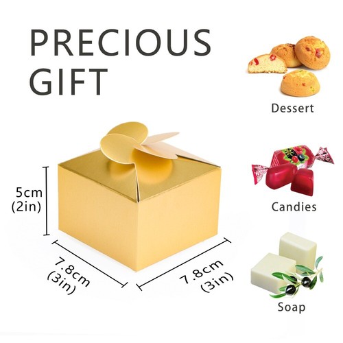 10pcs Portable Wedding Favor Box Gold Foil Gift Packaging Boxes Baby Shower - Picture 2 of 20