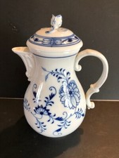 Vintage Meissen W Germany Blue Onion Coffee Pot with Sword Back Stamp
