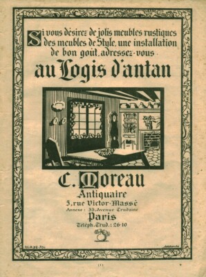 Alte Reklame im alten Haus C. Moreau Paris Ausgabe Zeitschrift 1924