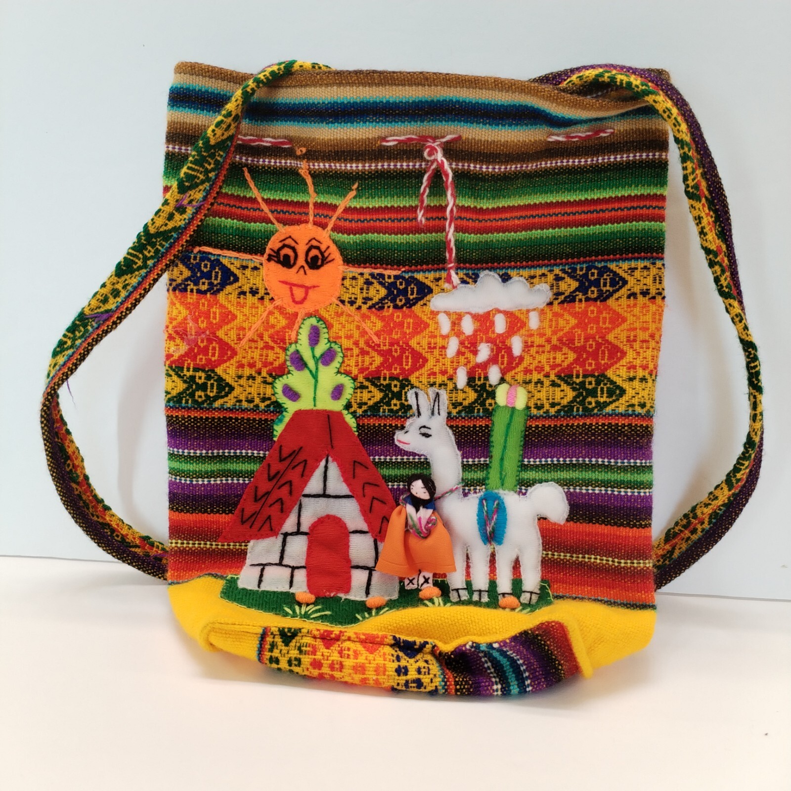 Peruvian Mini Small Backpack Embroidery Llama Gir… - image 1