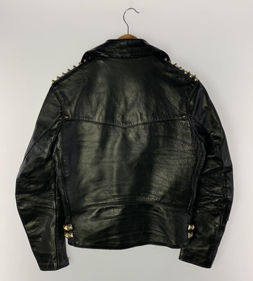 666 Triple Six Double Riders Jacket Size 34 Black Genuine Leather 