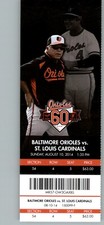 St. Louis Cardinals vs Baltimore Orioles 8/10/2014 Full Ticket  Earl Weaver