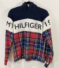 1985 Tommy Hilfiger Hoodie Pullover Boys Medium 12/14 Sweater Red White Blue