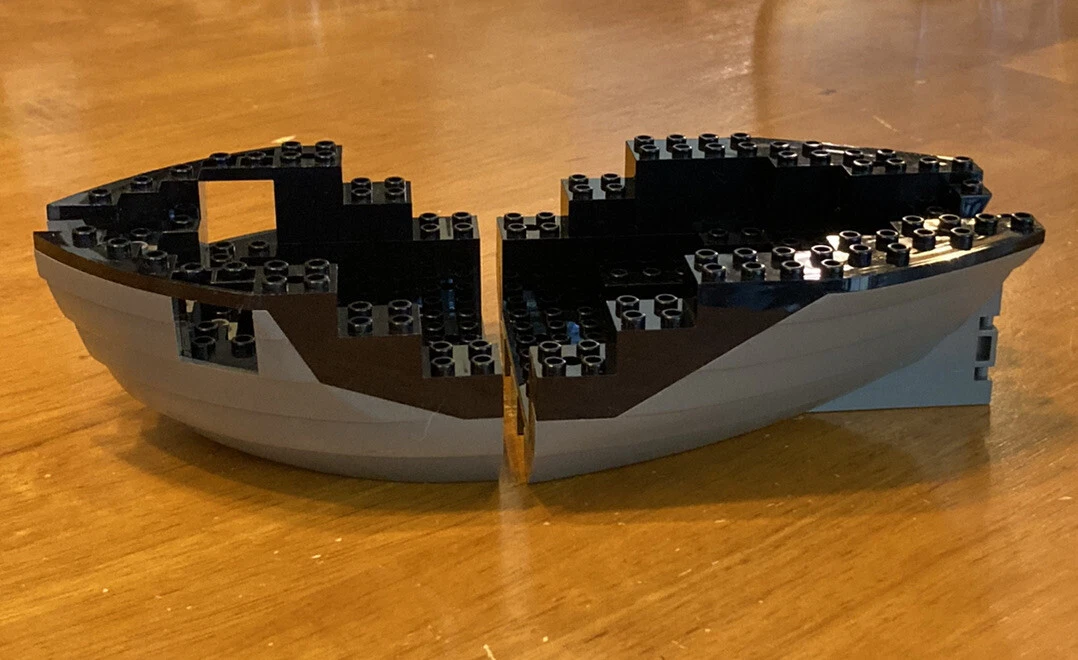 Vintage Gray Black Lego Pirate Ship Boat Base Hull Bow Stern
