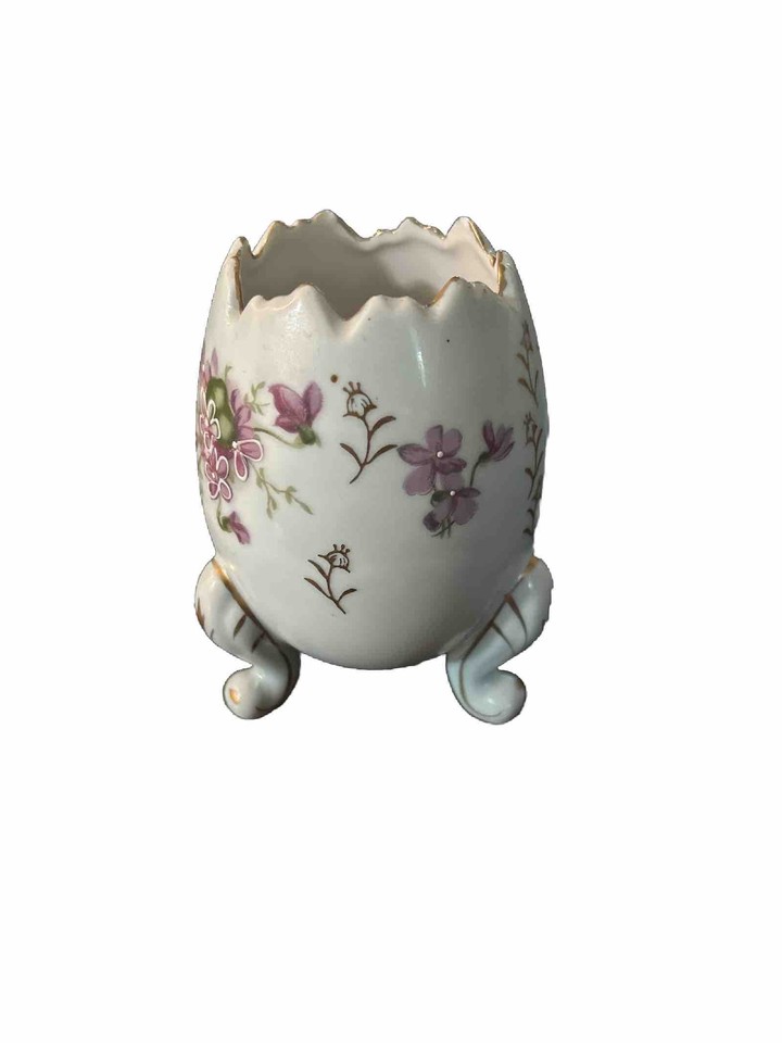 Vintage Blue Cracked Egg Planter Tri Leg Vase Decor Easter eBay