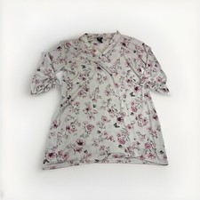 Laura Ashley Cardigan Women L Pink Floral Butterfly Long Sleeve Open Front