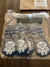 Pupteck Anti-Slip Dog Socks-Size M-Gray And Blue