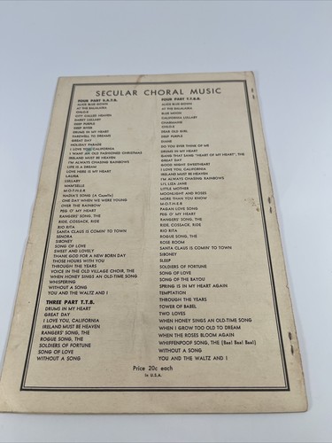 Whiffenpoof Song Sheet Music SATB Mixed Chorus Piano 1947 Vallee Frey Galloway - Picture 6 of 7