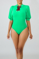 Women's Mock Neck Bodysuit Green 