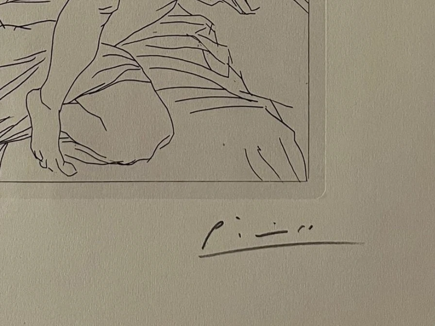 Pablo Picasso 原版手工签名平版画带真品证明和 3,500 美元评估 — 第 3/4 张图片