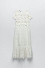 Zara Crochet Knit Dress With Contrast Detail BNWT UK S