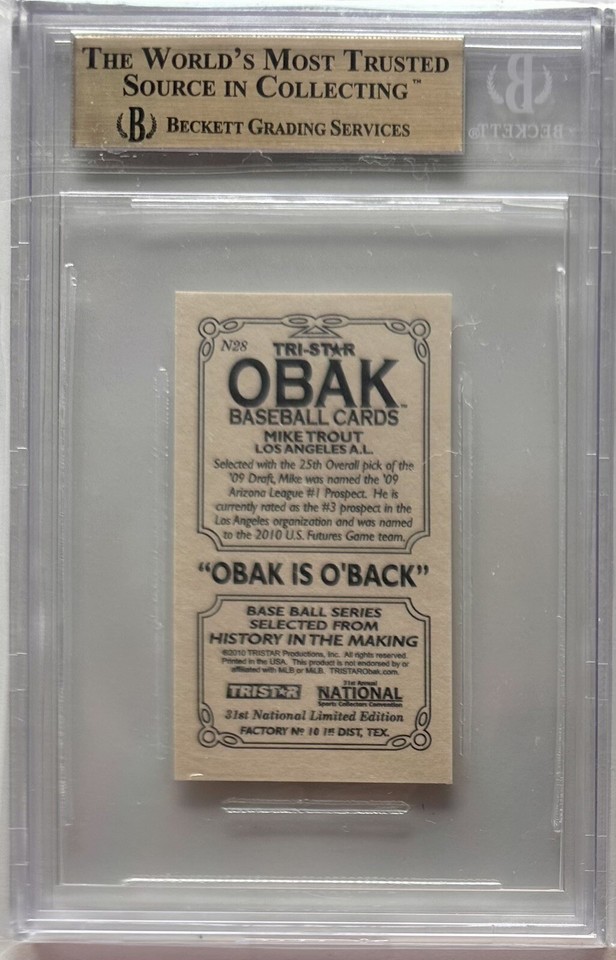 2010 Tristar Obak Mini 31st National Promo Mike Trout RC BGS 9.5 GEM ...