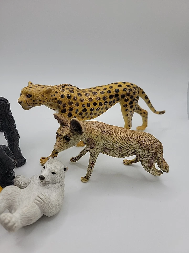 Zoo Safari Animal Lote De 6 Figuras Gato Simios Oso Educación Realista Aula Foto 4 de 4