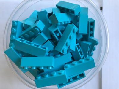 LEGO- NEW  #3010-DARK AZURE-1 X 4 BRICKS- 20 PIECES