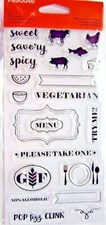 Menu Food Cooking Hostess with the Mostess Fiskars Clear Acrylic Stamp Set NEW!