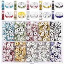 Rondelle Spacer Beads for Jewelry Making, 600 Pieces Rhinestone Spacer Beads ...