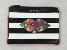 New - Sephora Faux Leather Cosmetic Makeup Accessories Bag With Lips Design
