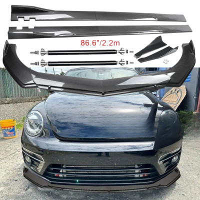 For Vw Beetle R-line Carbon Fiber Front Bumper Lip Spoiler Side Skirt ...