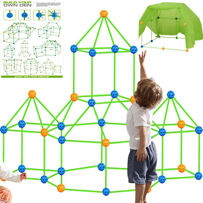 218Pcs Tent Fort Building Kit for Kids DIY STEM Construction Toy Set Tent Castle