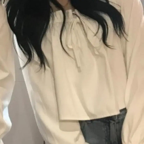 Ivory Cropped Blouse with Ribbon Detail