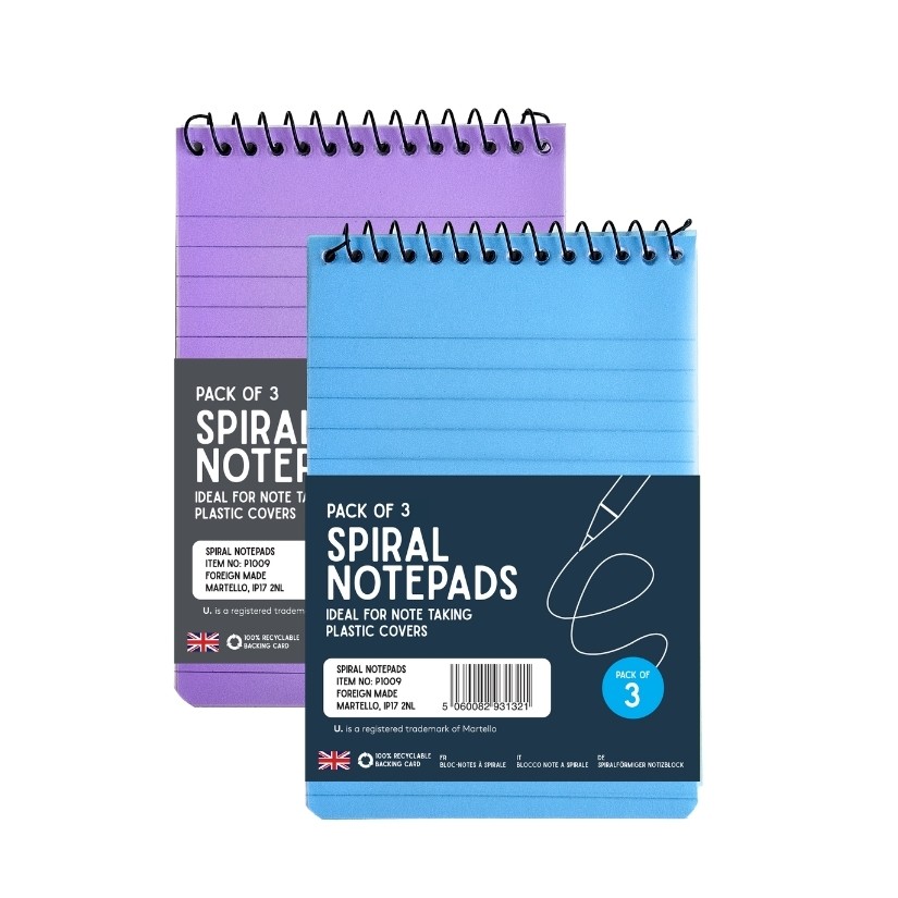 Pack of 3 6""x4"" 34 Sheets Spiral Note Pads