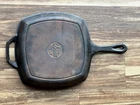 Vintage Lodge Cast Iron Grilling Steak Pan Skillet 10.5” Large Square USA