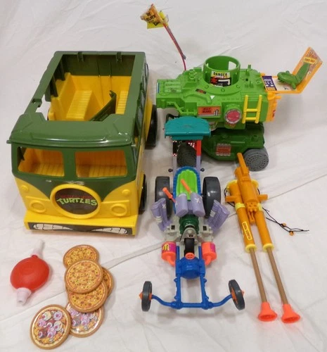 Vintage TMNT Turtles Vehicle Lot for Restoration Parts Party Wagon Pizza Thrower