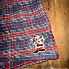 Mickey Unlimited Mickey Mouse Santa Flannel Plaid Sleep Shorts Men L No Pockets