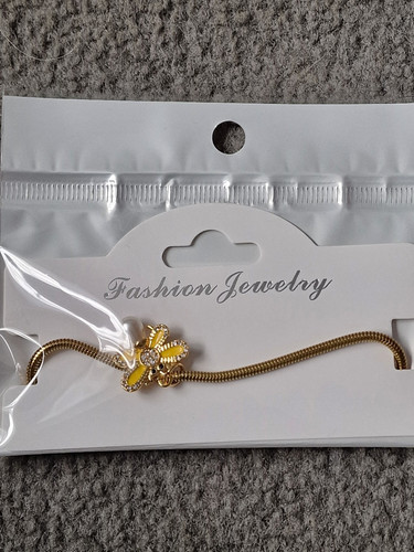Gold Metal Snake Chain Bracelet with Butterfly Dangle Charm, Animals & Insects