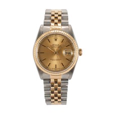 Rolex Datejust 36MM 16233 Champaign Fluted Jubilee Gold Steel Watch