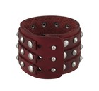 Zeckos Brown Leather 3 Row Cone Spiked Wristband Wrist Band — photo 2