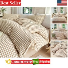 Chic Plaid Gingham Comforter Set - Queen Size 3-Piece, Easy Care Bedding