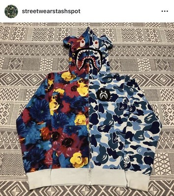 A Bathing Ape Bape X Medicom X Mika Ninagawa Shark Full Zip Hoodie Size Large