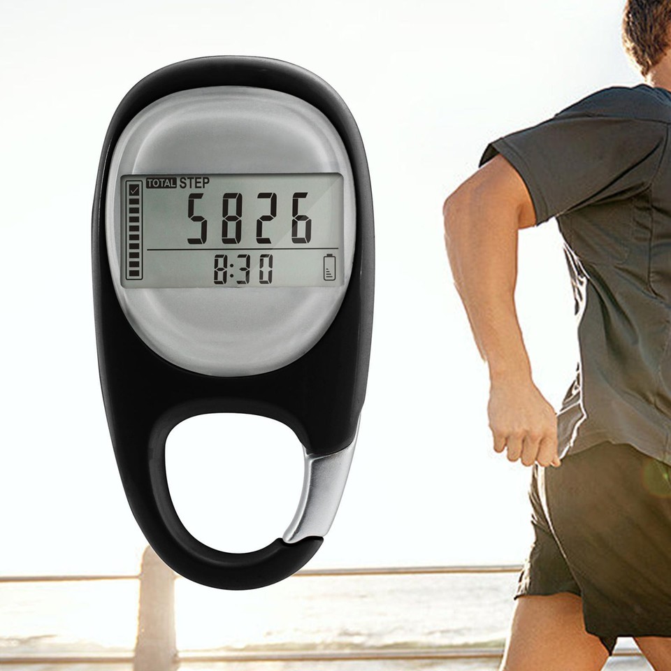 Step Counter with Carabiner Clip Walking 3D Sensor Pedometer for Hiking ...