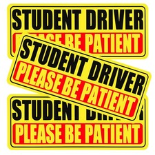 Student Driver Magnet for Car, 3 Pack Please Be Patient New Student Driver