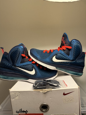 Nike Lebron 9 Swingman 469764 300 Green Abyss/Wht-Obsdn-Lt Blue Hthr Size 10.5