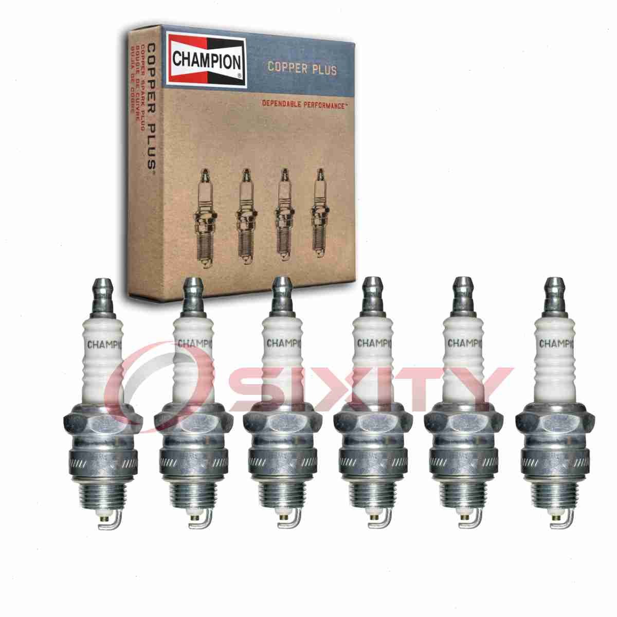 6 pc Champion Copper Plus Spark Plugs for 1966 Pontiac LeMans 3.8L L6 ct