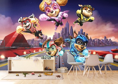 Paw Patrol kids wallpaper 252 cm x 182 cm (99'' x 72'') purple bedroom wall mural