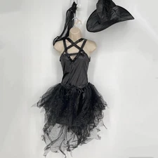 Dreamgirl NEW Wicked Wicked Witch Costume Womens Sz S Black Sparkly Gloves Hat