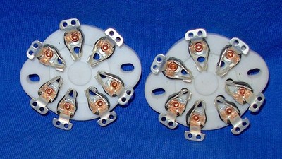 Pair New Ceramic 7 pin Vacuum Tube Sockets for 6A6, 53, 59, 1625