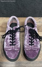 Vans Old Skool Crushed Purple Velvet Black Sole Skate Shoes Size W 7