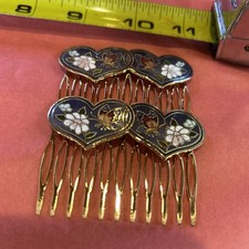 Vintage Cloisonn  Floral Hair Combs Butterfly New